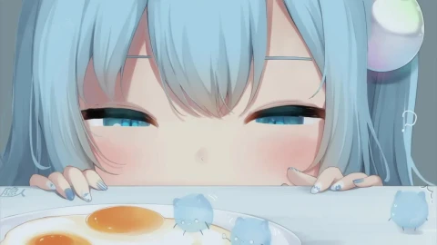 Gawr Gura Eyes Virtual Youtuber HD Live Wallpaper For PC - Stock Video Ice Cubes Thawing On Black Background Animated Wallpaper Wallpaper