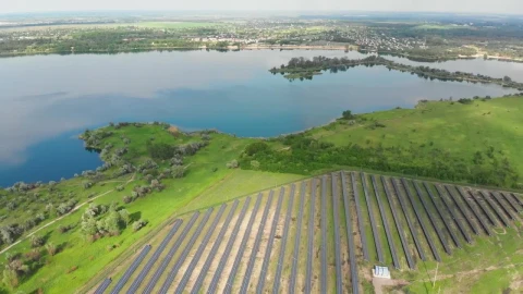 Stock Video Aerial Shot Of A Field Of Solar Panels In A Live Wallpaper for PC - Lo fi aesthetic Wallpaper