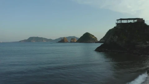 Stock Video Aerial View To The Rock Formations Of A Coast Live Wallpaper for PC - Birds of prey Wallpaper