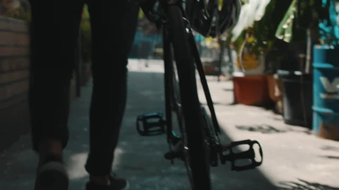 Stock Video An Urban Cyclist Walks With His Bike Live Wallpaper For PC – Free Live Wallpaper