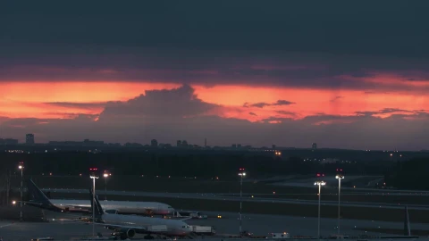 Stock Video Airplane Taking Off From An Airport At Sunrise Live Wallpaper For PC – Free Live Wallpaper