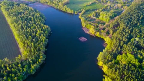 Stock Video Agriculture Field And Trees Between A River Live Wallpaper For PC - For Wallpaper