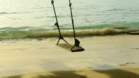 Stock Video A Rope Swing And The Beach Waves Live Wallpaper For PC - For Wallpaper