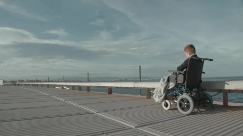 Stock Video Boy In A Wheelchair Heading Over A Bridge Live Wallpaper For PC - Wallpaper video anime Wallpaper