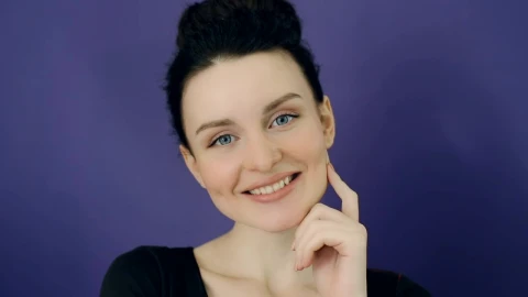 Stock Video Blue Eyed Woman Smiling Portrait Live Wallpaper For PC - Wallpaper video anime Wallpaper