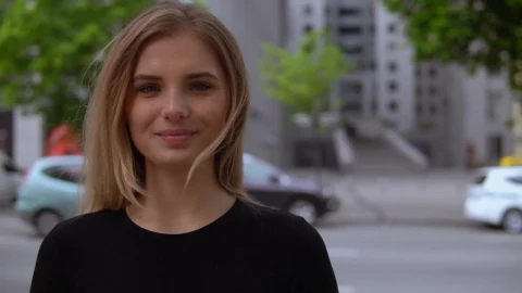 Stock Video Blonde Girl Smiling Head On On The Street Live Wallpaper For PC - On Wallpaper