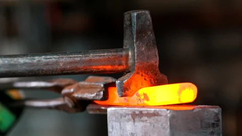 Stock Video Blacksmith Working On A Piece Incandescent Metal Live Wallpaper For PC - On Wallpaper