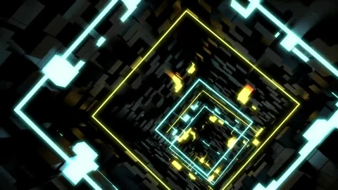 Stock Video Black Tunnel With Neon Lights And Square Live Wallpaper For PC - Live Wallpaper