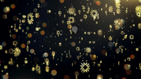 Stock Video Black Background With Golden Snowflakes Live Wallpaper For PC - Live Wallpaper