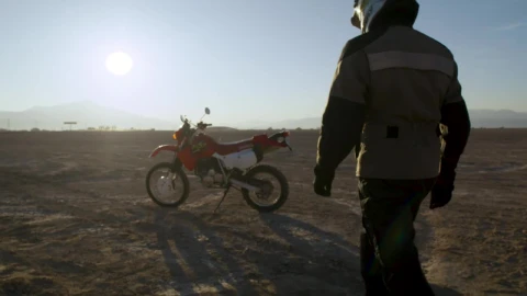Stock Video Biker Walking Towards His Motorcycle Live Wallpaper For PC - Live Wallpaper