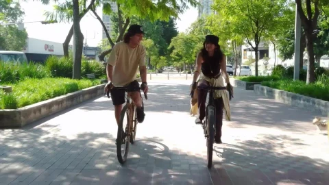 Stock Video Bike Ride Of A Couple Through A City Park Live Wallpaper For PC - Birds of prey Wallpaper