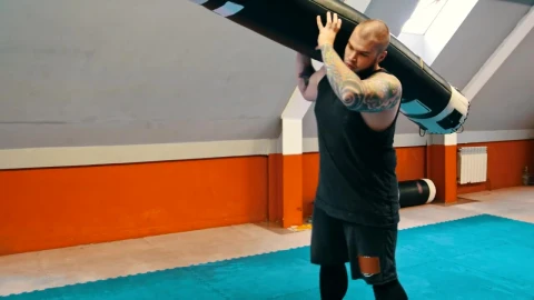 Stock Video Big Man Doing Heavy Exercise In A Gym Live Wallpaper For PC - Live Wallpaper