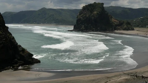 Stock Video Big Beach And Lion Shaped Rock In New Zealand Live Wallpaper For PC - Live Wallpaper