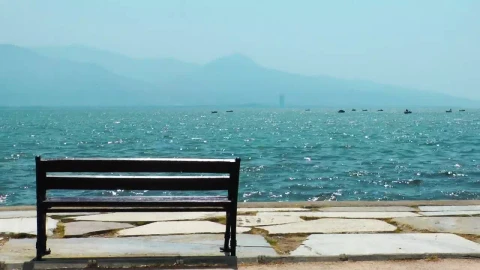 Stock Video Bench On The Pier With Ocean Views Live Wallpaper For PC - Live Wallpaper