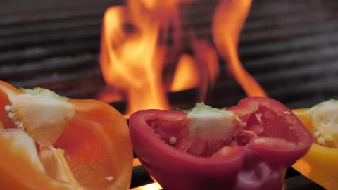 Stock Video Bell Peppers On The Bbq Grill Live Wallpaper For PC - Live Wallpaper