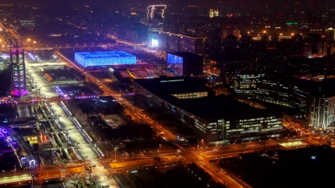 Stock Video Beijing Convetion Center At Night Live Wallpaper For PC - Live Wallpaper