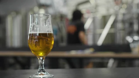 Stock Video Beer Glass With Factory In The Background Live Wallpaper For PC - Live Wallpaper