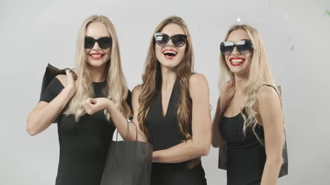 Stock Video Beautiful Women Celebrate In Gold Confetti Live Wallpaper For PC - Live Wallpaper