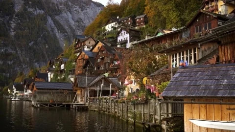 Stock Video Beautiful Town In The Mountains And The Lake Live Wallpaper For PC - Live Wallpaper