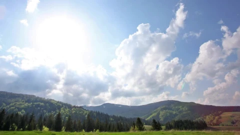 Stock Video Beautiful Sky With White Clouds Over The Forests Live Wallpaper For PC - Live Wallpaper