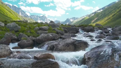 Stock Video Beautiful River With Rocks And Mountains In The Background Live Wallpaper For PC - Live Wallpaper