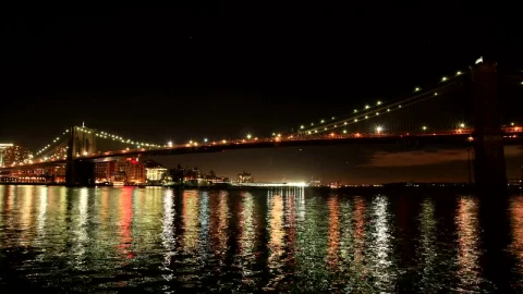 Stock Video Beautiful Night By The Brooklyn Bridge Live Wallpaper For PC - Live Wallpaper