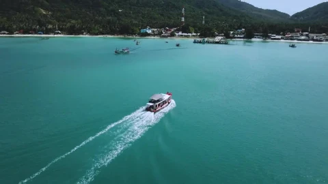 Stock Video Beautiful Coast With Motorboats And A Pier Seen From The Live Wallpaper For PC - Live Wallpaper