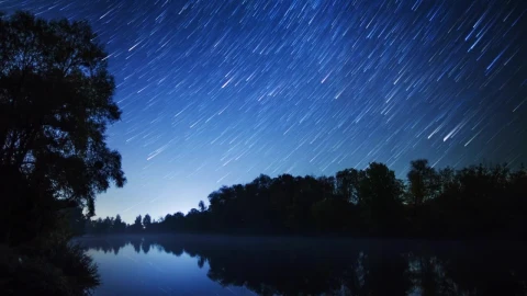Stock Video Beautiful Bluish Landscape Of A Lake And Starry Sky Live Wallpaper For PC - Live Wallpaper