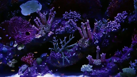 Stock Video Beautiful Aquarium In Purple Tones With Small Fish Live Wallpaper For PC - Live Wallpaper