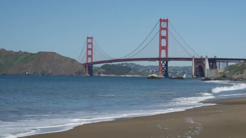 Stock Video Beach With The Golden Gate Bridge In The Background Live Wallpaper For PC - Live Wallpaper