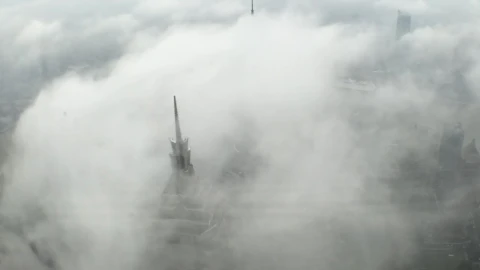 Video Stock Clouds Above The City Touching The Skyscrapers Live Wallpaper For PC - Live Wallpaper
