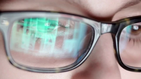 Video Stock Closeup Of Surfing Internet Reflected In Glasses Live Wallpaper For PC - Live Wallpaper