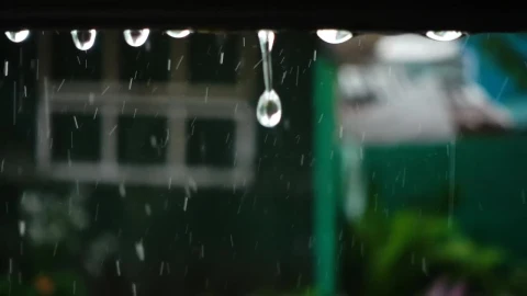 Video Stock Closeup Of Raindrops Falling From The Roof Live Wallpaper For PC - Live Wallpaper