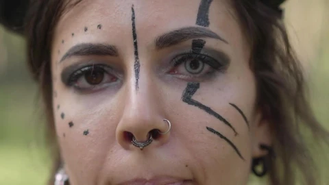 Video Stock Closeup Of Devil Makeup On Dancer In Forest Live Wallpaper For PC - Birds of prey Wallpaper