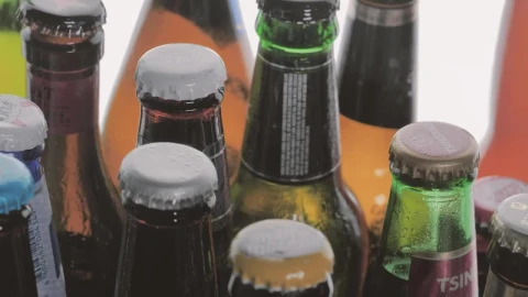 Video Stock Closed Beer Glass Bottles On A White Background Live Wallpaper For PC - On Wallpaper