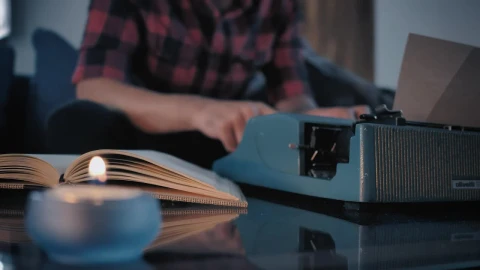 Video Stock Close Up View Of A Typewriter While A Man Works On Live Wallpaper For PC - Birds of prey Wallpaper