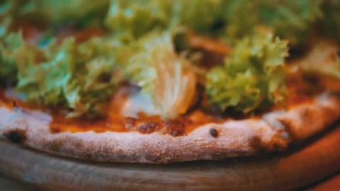 Video Stock Close Up Of A Pizza With Lettuce Live Wallpaper For PC - Of Wallpaper