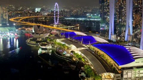 Video Stock Cityscape Of Singapore At Night Live Wallpaper For PC - Of Wallpaper