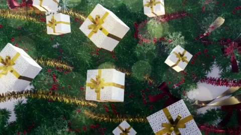 Video Stock Christmas Gifts Hanging On Tree D Render Live Wallpaper For PC animated wallpaper preview