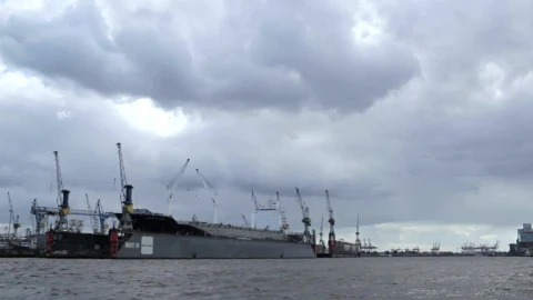 Stock Video Clouds Over An Industrial Port Live Wallpaper For PC - Lo fi girl Wallpaper
