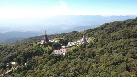 Stock Video Doi Inthanon Temple Aerial Shot Live Wallpaper For PC - Pc Wallpaper