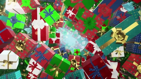 Stock Video Flying Through Different Christmas Gift Boxes Live Wallpaper For PC animated wallpaper preview
