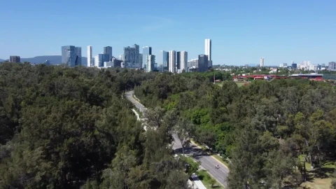Stock Video Flying Over A Natural Area Of A Big City Live Wallpaper For PC - Of Wallpaper