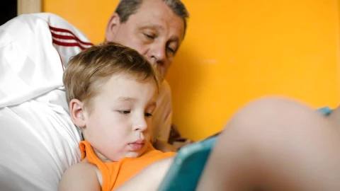 Stock Video Grandson Playing With A Tablet Live Wallpaper For PC animated wallpaper preview