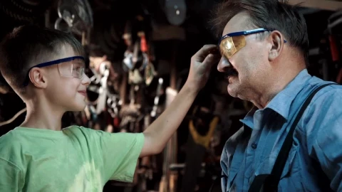 Stock Video Grandson Cleaning Grandfathers Glasses Live Wallpaper For PC animated wallpaper preview