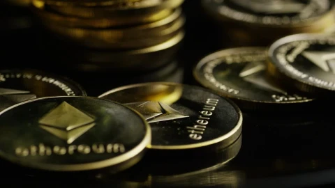 Stock Video Golden Ethereum Coins Rotating Live Wallpaper For PC animated wallpaper preview