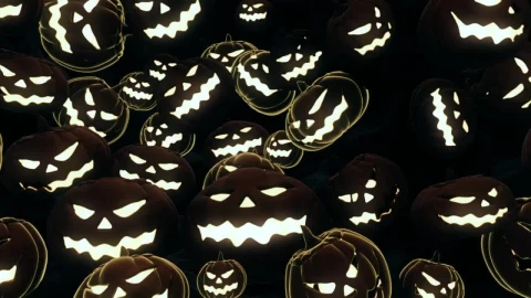Stock Video Glowing Halloween Pumpkins In The Dark Live Wallpaper For PC animated wallpaper preview
