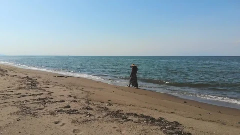 Stock Video Girl Walking In The Seashore Live Wallpaper For PC - Live Wallpaper