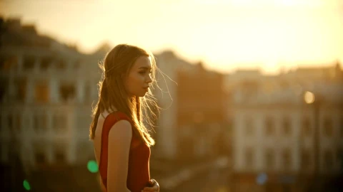 Stock Video Girl Under Sunlight On Top Of A Building Live Wallpaper For PC - Live Wallpaper