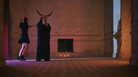 Stock Video Girl Dancing Around A Man In A Kind Of Ritual Live Wallpaper For PC - Live Wallpaper